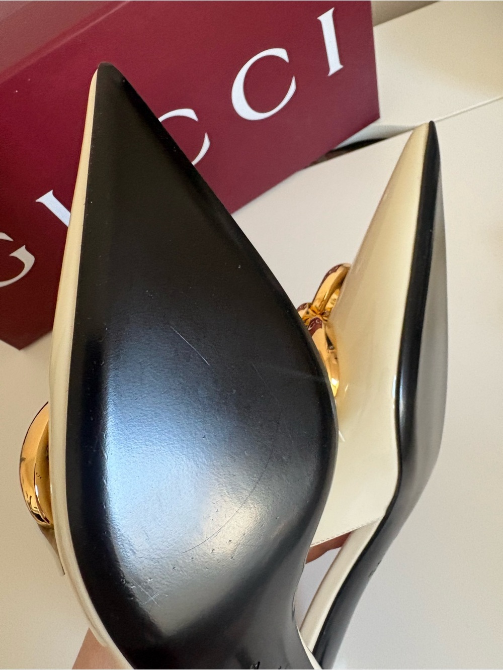 GUCCI Marina Slingback Pumps Ivory Patent Leather NEW Size 40 / US 10 - Picture 9 of 13